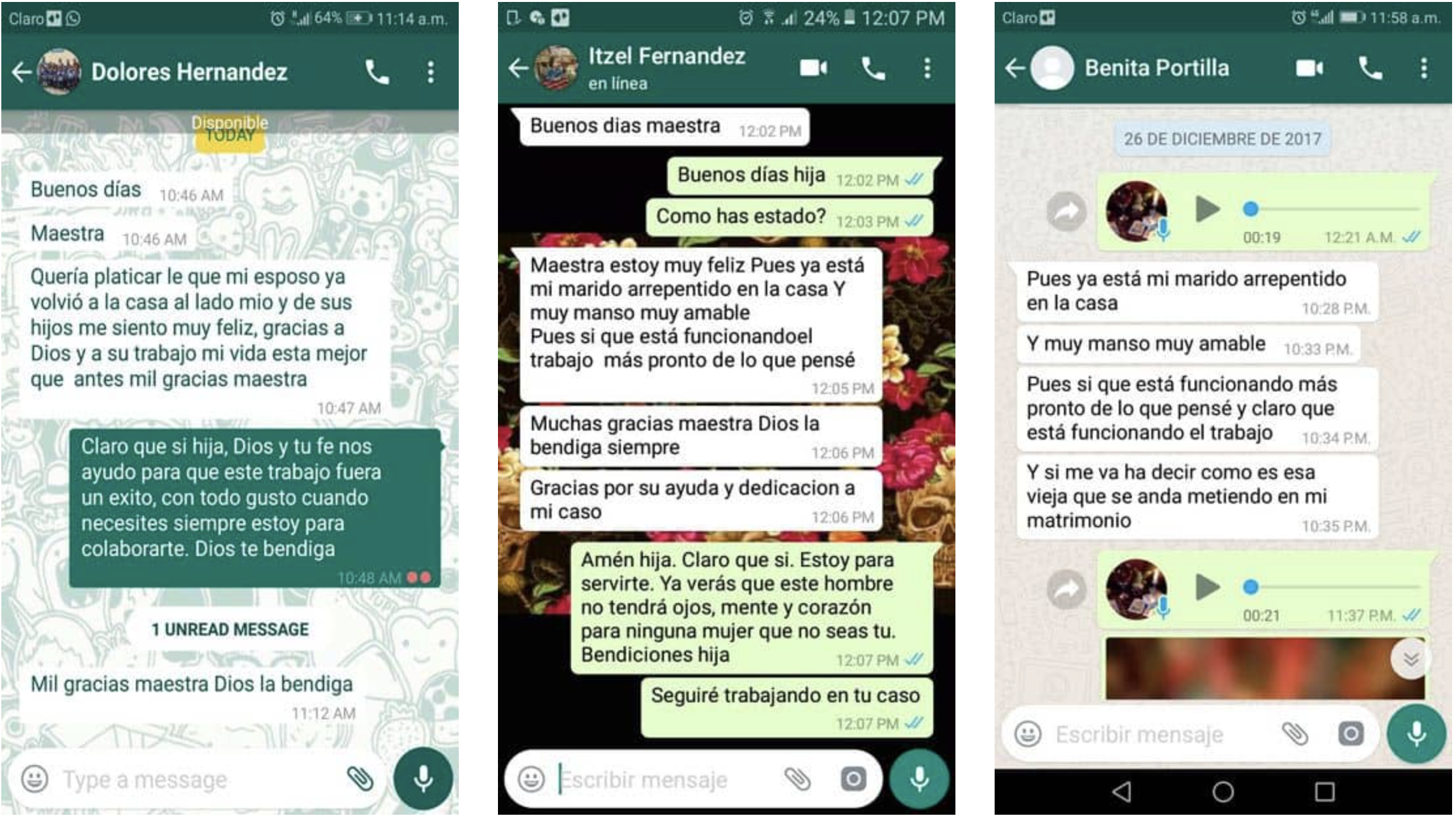 Testimonios de WhatsApp